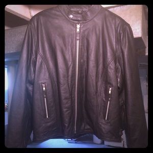 FMC black leather motorcycle riding jacket